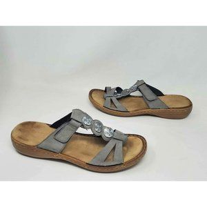 Rieker sandals brown metal silver
